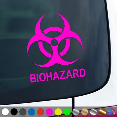 Produktbild von PantherPixel Biohazard Aufkleber Hinweis Warnung Vorsicht Sticker Auto Geschenkidee Farbe Neon-Pink