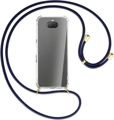 Produktbild von Handykette Backcover-Schutzhülle mit Band (Metall goldfarben) für Sony Xperia 10 Plus - dunkelblau