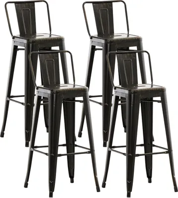 Produktbild von 4er Set Barhocker HLO-CP38  schwarz-gold