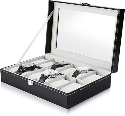 Produktbild von Famanu Uhrenbox mit 12 Fächern - Schwarz