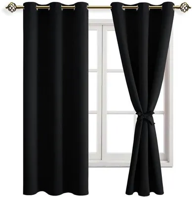 Productafbeelding van Famanu verduisterende gordijnen voor slaapkamer en woonkamer - 2 stuks - zwart - 137 x 117 cm