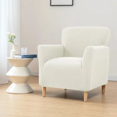 Produktbild von (Milchig weiß)Elastischer Sofabezug High Stretchhusse Sofa Schonbezug 1-Sitzer Sofa-Überwürfe,Plüsch Stricken Sofahusse