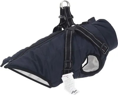 Obrázok produktu pre Psový kabát, tmavomodrej farby, veľkosť L, materiál: fleece a polyester
