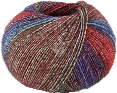 A ball of yarn with multiple colors.