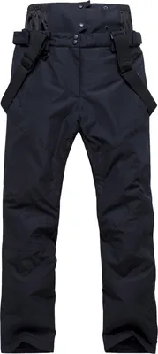 Image de ASKSA Pantalon de ski unisexe Imperméable Doublé Bretelles Pantalon Outdoor Coupe-vent Snowboard, Noir, M