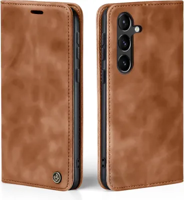 Produktbild von Handy Hülle für Samsung Galaxy S23 FE Klapphülle Bookcase Flip Cover Handy Tasche Etui Farbe: Hellbraun