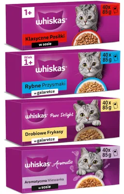 Zdjęcie produktu dla Whiskas Adult 160x85g Mokra Karma Dla Kota Mix Smaków W Sosie I W Galaretce