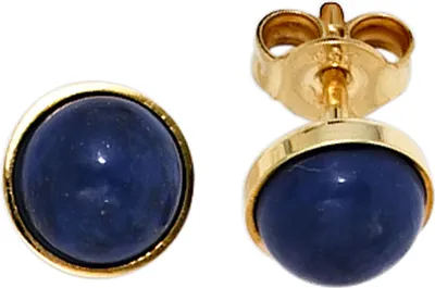 Produktbild von Ohrstecker Stecker mit Lapislazuli blau 6,8mm rund 333 Gold Gelbgold