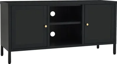 Produktbild von vidaXL TV-Schrank Schwarz 105x35x52 cm Stahl und Glas