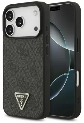 Obrázok produktu pre Puzdro Guess Leather 4G Triangle Strass MagSafe pre iPhone 18 Pro / 17 Pro, čierna farba