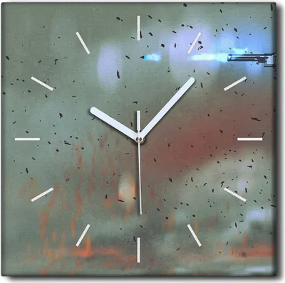 Produktbild von Coloray Uhr auf Leinwand 30x30 cm Wand Uhr Dekoration Wohnzimmer Segeltuch weiße Zeiger -Soldatgewehrkrieg.
