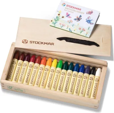 Zdjęcie produktu dla Zestaw kredek woskowych Stockmar 16 kolorów w drewnianym pudełku dla dzieci