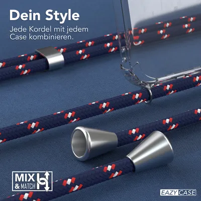 Produktbild von EAZY CASE Handykette kompatibel mit Apple iPhone 12 / 12 Pro, Handyhülle mit Umhängeband, Handykordel, Schutzhülle Clear, Band in Blau