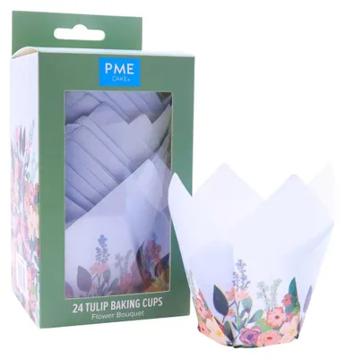Zdjęcie produktu dla PME Cake - Papilotki tulipanowe do muffinek 24 sztuki Białe Kwiaty