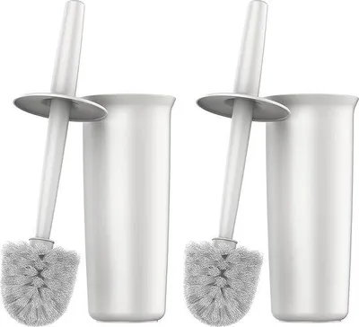 Image de Brosse de toilettes avec support, brosse de WC pour salle de bains, nettoyage, lot de brosses de WC, blanc, lot de 2