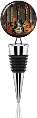 Productafbeelding van Wijnstopper Zinklegering - Flesstopper Kurk - Dranken Vers Houden - Guitars Art Design - 10.4 cm - Wit