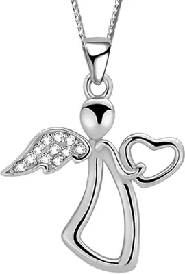 Produktbild von Damen Mädchen 40cm Engel Halskette mit Anhänger echt 925 Sterling Silber Schutzengel Echtschmuck für Kinder Kette Kinderkette Halsschmuck K624+Org