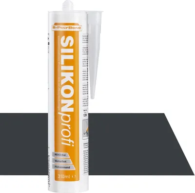 Produktbild von 1x Silikon Kartusche, S-Polybond® SILIKONprofi Anthrazit RAL 7016 | Alkoxy- Silikon 310ml Silikon Kartusche Dichtstoff für Innen-und Außen Sanitär, Küchenbereich, Bausilikon, uvm. MEKO frei