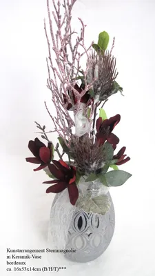 Produktbild von Kunstarrangement Sternmagnolie in Keramik-Vase bordeaux ca. 16x53x14cm (B/H/T)