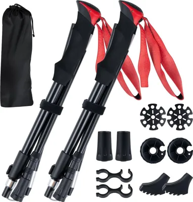 Obrázok produktu pre Skladacie trekingové palice, rýchloupínacie, 115-130 cm, červené
