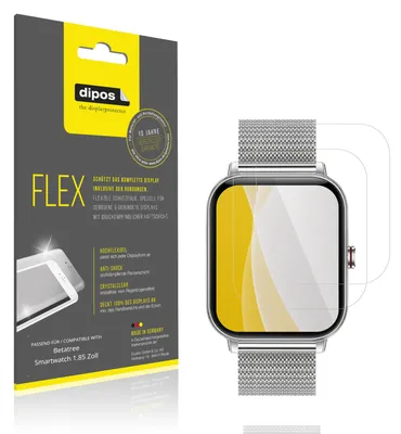 Immagine prodotto di 2x Pellicola protettiva per Betatree Smartwatch 1.85 Pollici, rivestimento al 100%, Protezione dipos Flex