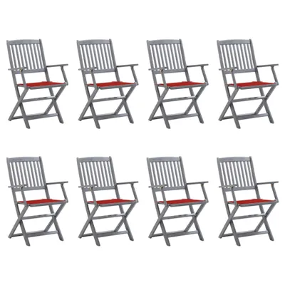 Produktbild von VidaXL 3078268, Terrasse, Gepolsterter Sitz, Akazienholz, Rot, Polyester, 540 mm