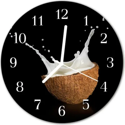 Produktbild von Glasuhr Wanduhr Küchenuhr Echt-Glas 30fi cm Kokosnuss weiß
