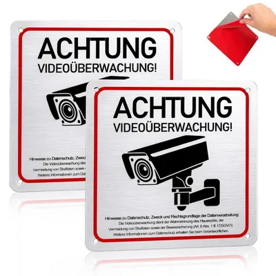 Zdjęcie produktu dla Tabliczka ostrzegawcza: "Uwaga, monitoring wideo". Aluminium. 2 sztuki