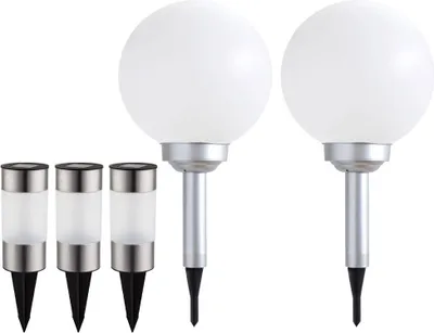 Produktbild von 5x Solarlampe, Kugel, Erdspieß, Akku, IP44