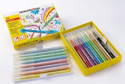 Produktbild von Eberhard Faber Fasermaler Glitter, 16 Farben, Schwarz, Blau, Gold, Grün, Orange, Pink, Rot, Gelb, 3 mm, Mehrfarbig, Erwachsene & Kinder, 1 Stück(e)