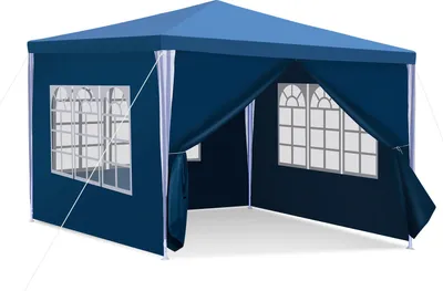 Produktbild von Faziango Pavillon Partyzelt mit Seitenwänden, Reißverschlusstür & Fenstern, UV-geschützt, 3x3m Blau