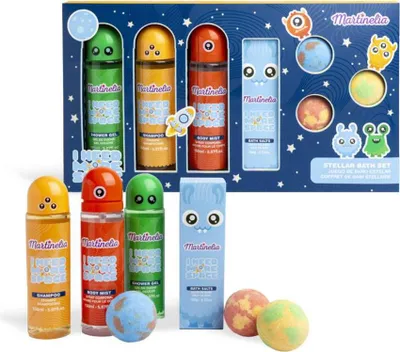 Productafbeelding van Martinelia | Stellar Badset - 7-delig - Fruitige geuren - Geschenkgewicht voor kinderen - Douchegel, shampoo, body spray, badzout, badbommen