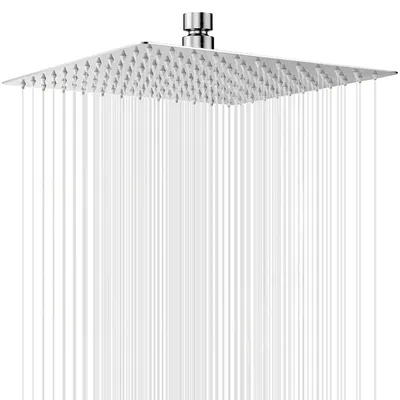 Produktbild von Regendusche 12 Zoll (30cm) Quadratisch Silber Edelstahl Anti-Kalk-Düsen Hochdruck