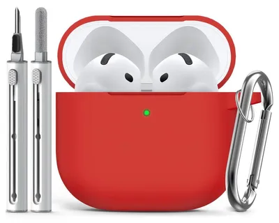 Produktbild von Schutzhülle für AirPods 4 (2024) mit Reinigungsset, weiche Silikon-Schutzhülle für Apple AirPods der 4. Generation, geeignet für Damen und Herren, inklusive Schlüsselanhänger