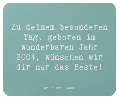 Produktbild von Mr. & Mrs. Panda Mousepad Spruch 2004 Geburtstag - Meeresbrise - Geschenk, besondere Geschenke, Wünsche, Mauspad, laptop, Geburtstagsgeschenk, personalisiertes, computer