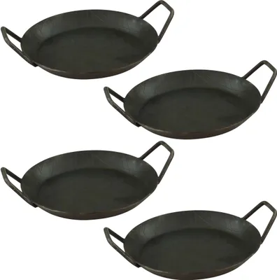 Produktbild von 4 Stück Servierpfanne Ø 24 cm aus Schmiedeeisen mit zwei Seitengriffen