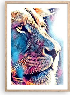 Produktbild von Gerahmtes Poster - Rahmen in heller Eiche - Löwe Mähne Märchen - 50x70 cm - Wand Bild - Wanddeko - Wandbilder - Kunstposter - Wandposter - Bilderrahmen - Bilder - Kunstdruck - P2NPA50x70-4713