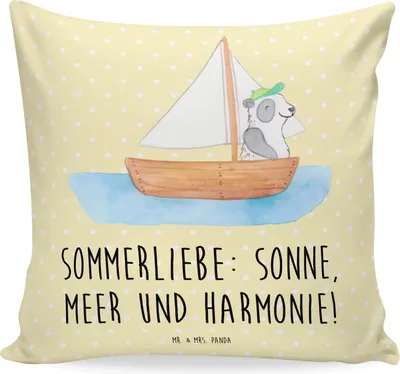 Produktbild von Mr. & Mrs. Panda Couchkissen Sommerliebe - Gelb Pastell - Geschenk, Sommerferien Abschiedsgeschenk, Jahreszeiten, Summer Vibes, Deko Kissen, Geschenke, Dekokissen, Strand