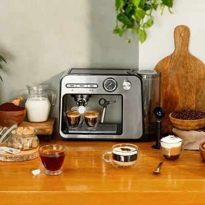 Produktbild von Cecotec Power Espresso 20 Square Pro, Espressomaschine, 1 l, 1450 W, Schwarz, Edelstahl