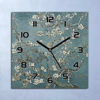 Produktbild von Wanduhr Echt-Glas-Küchenuhr Kirschblüte Zweige Quarz 30x30 Deko Bilder