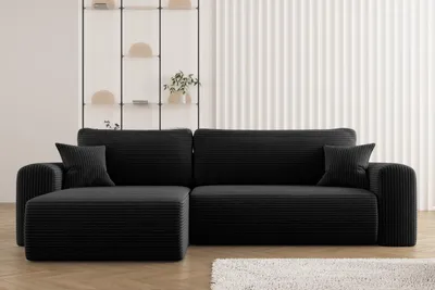 Produktbild von Kaiser Möbel Ecksofa mit Schlaffunktion L-förmiges Sofa Capri Stoff Poso Schwarz Links