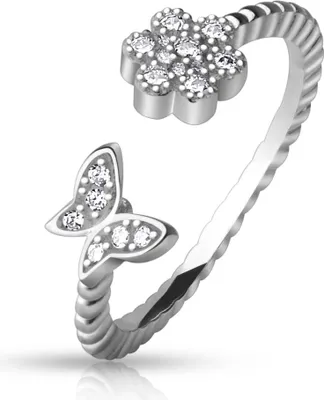 Produktbild von Zehenring Blume & Schmetterling aus 925 Silber Damen
