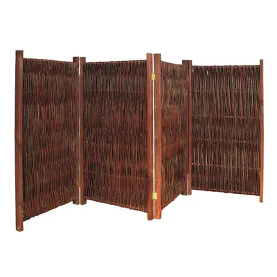 Produktbild von NOOR Weiden Paravent 4-teilig 120x240 cm - klappbarer Sicht- & Windschutz aus Weide mit Kiefernholzrahmen für Garten, Balkon & Terrasse, KI-generiertes Bild