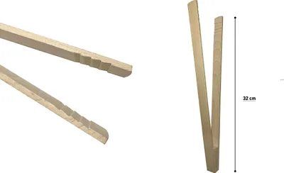Produktbild von 3x PINI Grillzangen 32 cm aus Buchenholz BBQ Zangen Grillwender Holzzangen Küchenzangen