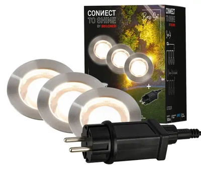 Immagine prodotto di CONNECT TO SHINE Set iniziale Padouk con 3 faretti da incasso a LED, IP67