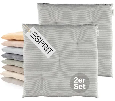 Image de Coussins d'assise ESPRIT NEEDLESTRIPE Gris 40 x 40 cm - Lot de 2