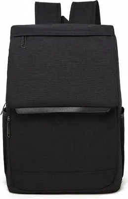Image de Sac à dos moderne en toile avec rabat - Noir