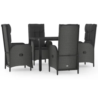 Produktbild von vidaXL 5-tlg. Garten-Essgruppe mit Kissen Schwarz Poly Rattan