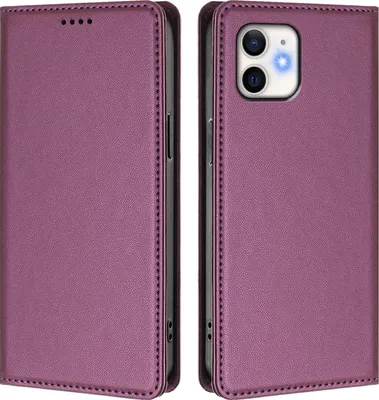 Image de Etui en cuir pour iPhone 12/iPhone 12 Pro, étui magnétique en cuirPolyuréthaneavec support Violet