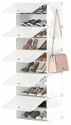 Schuhregal mit 10 Ebenen, 40x30x150 cm, weiß, DIY